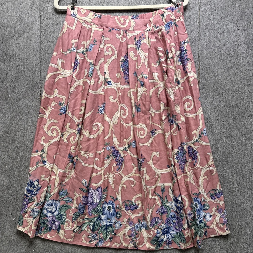 JBJ Sportswear Vintage Skirt Floral Print Size 12 Made in USA Boho Cottagecore